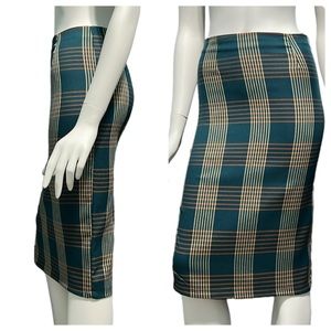 Forever 21 Contemporary Green Plaid Pencil Skirt XS NEW W/TAGS